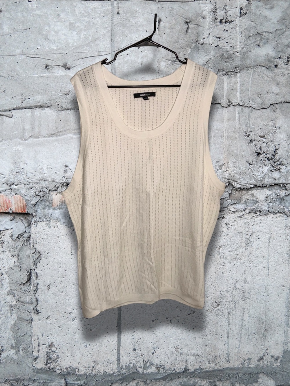 Fashion Nova Men’s Cream Sleeveless Knit Tank Top